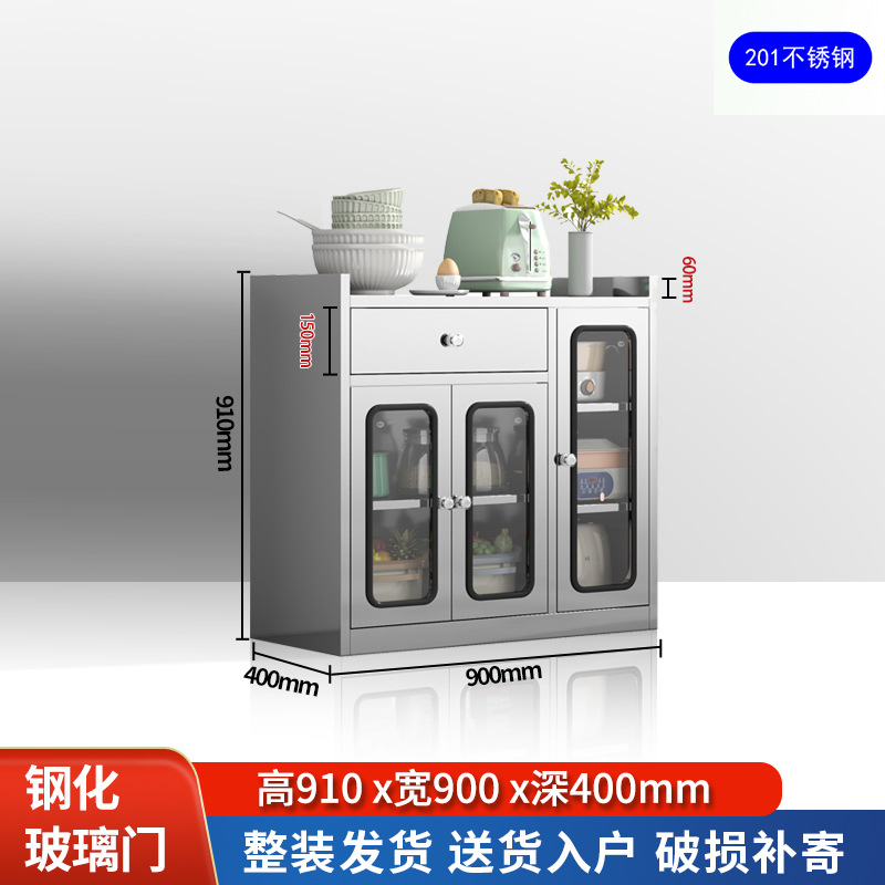 Трехдверный одиночный ящик шириной-90 см, закаленное стекло из нержавеющей стали-201