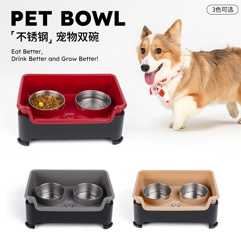 Подставка для корма для домашних животных, миска из нержавеющей стали, против опрокидывания, без проливания, миска для корма для домашних животных, защита шеи, миска для корма для собак, миска для собак