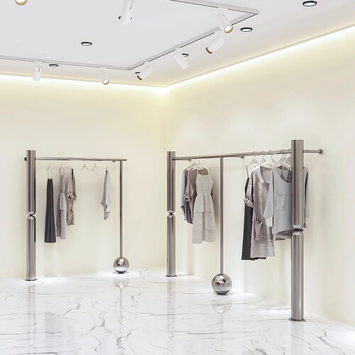 Clothing store display rack wall-mounted stainless steel children's clothing hanger trendy women's clothing store floor display stand