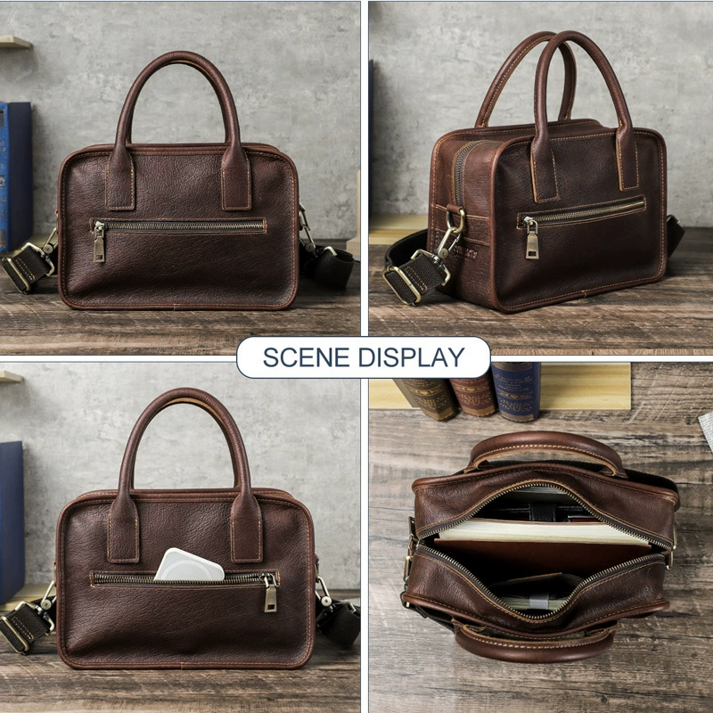 黑天使 Leather universal retro organizer bag for men and women, one-shoulder bag, cowhide, genuine leather