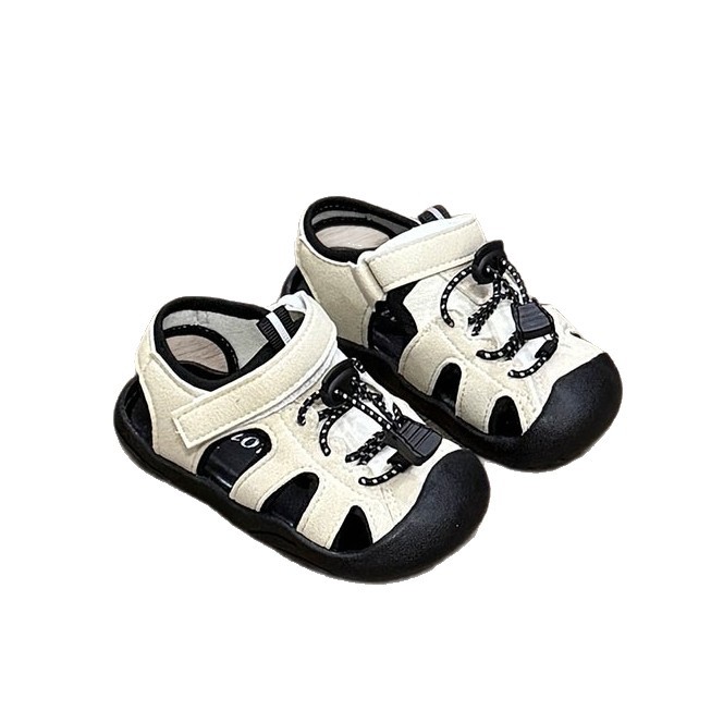 Breathable Kids Water Sports Sandals With Toe Guard - Lightweight Hook & Loop Walking Shoes For Toddlers 1-3 Years, Unisex Summer Play Shoes_voghion.com