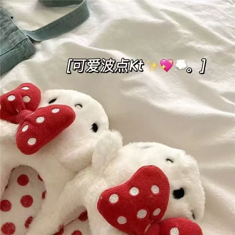 Чемодан зимние шлепанцы с бантом для любимых, милые теплые качественные обувь