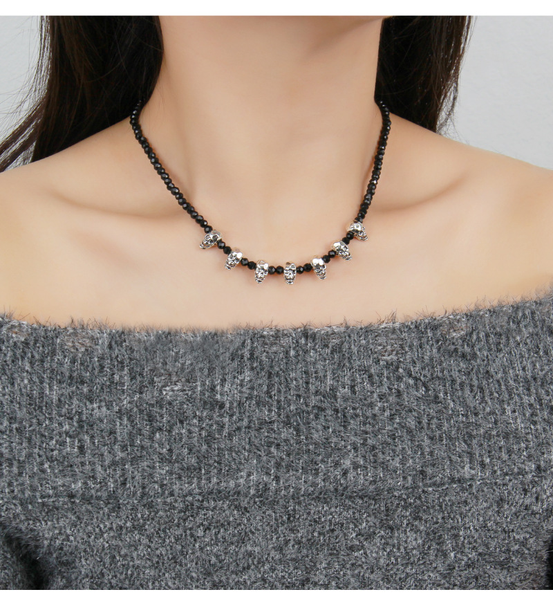 Halloween Festival Vintage Style Punk Skull Artificial Crystal Alloy Halloween Unisex Necklace