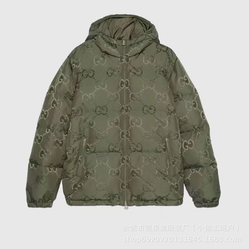 跨境冬装男纹花刺绣棉服暗纹提花连帽加厚保暖服情侣古cci棉外套c|undefined