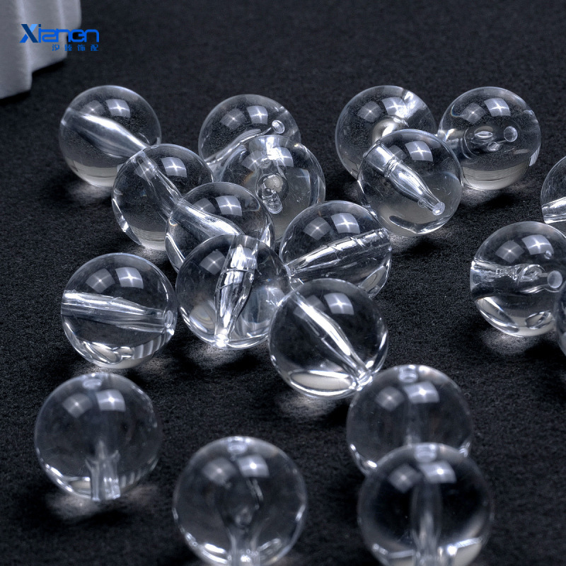 4-22mm高透明ストレートホールラウンドビーズアクリルプラスチッククリスタル風ガラスビーズ携帯電話チェーンアクセサリー|undefined