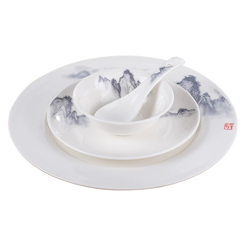 Sansui, ceramic tableware for hotel, set, Chinese style, 3 piece set