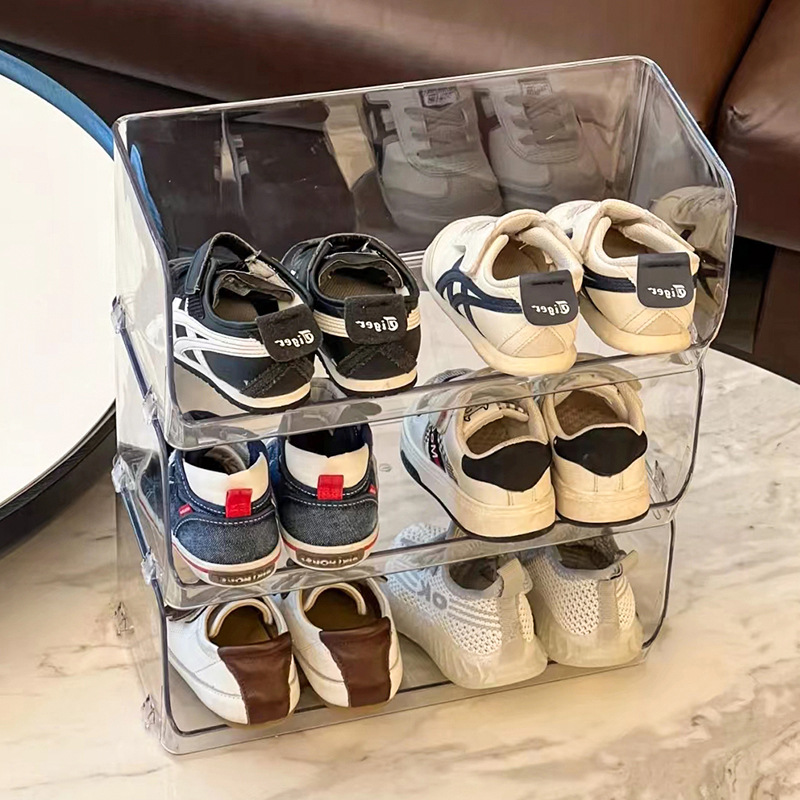 儿童鞋架宝宝子加厚透明柜盒塑料大号简易家用整理收纳置物独立站