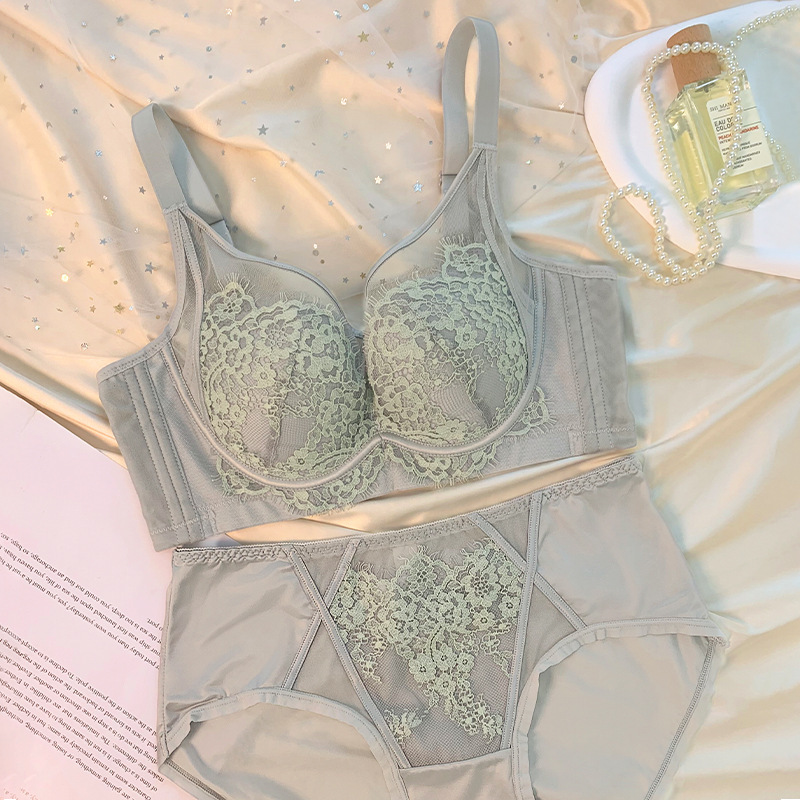 Core Oxygen 69110 Shell Cup Encaje Ropa interior sexy hueca Mujer reunida Sujetador ajustable con anillo de acero suave anti-caída