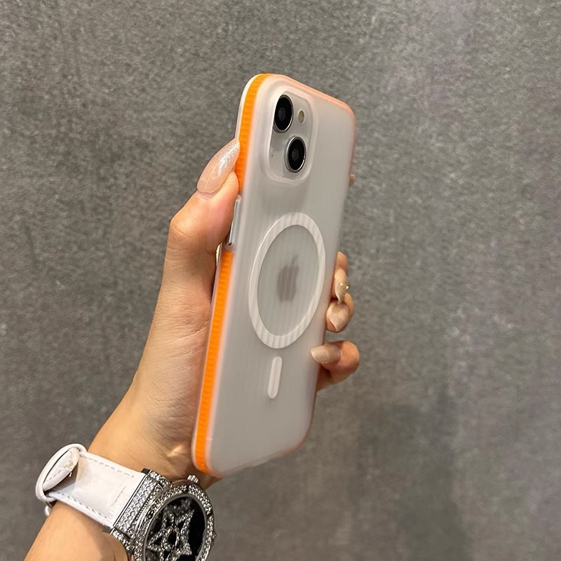 适用苹果16promax手机壳iPhone15磁吸磨砂硬壳瓦楞纹防滑边简约新|undefined