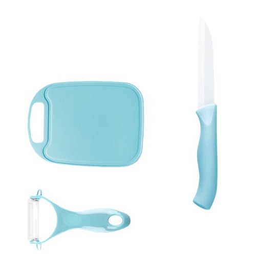 Ceramic fruit peeler, vegetable slicer, and cutting board set for home kitchen, ceramic peeler and small knife