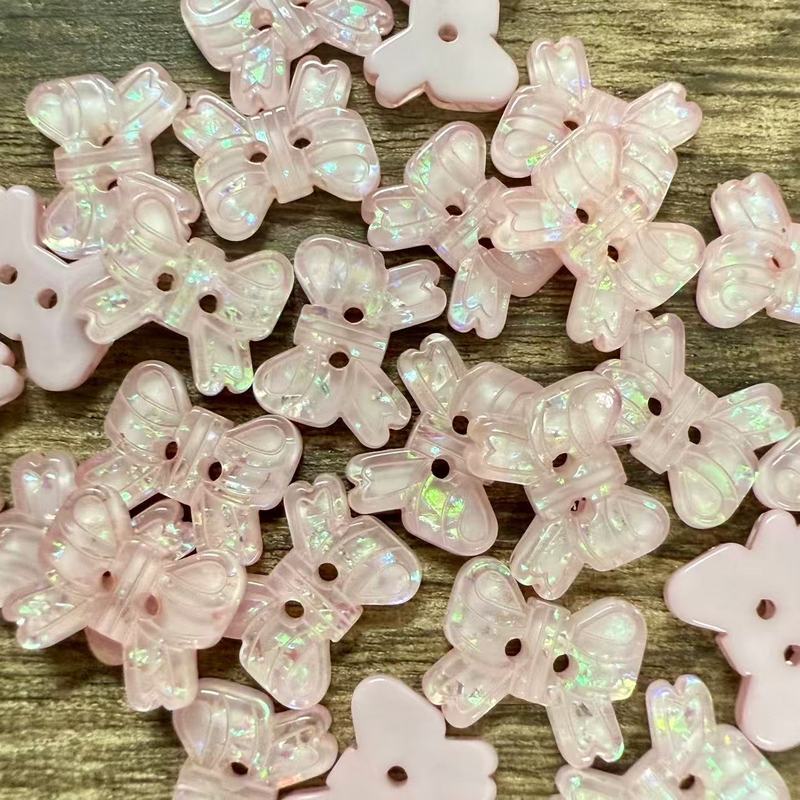 粉色亮闪蝴蝶结可爱diy娃衣扣毛衣开衫装饰扣幼儿园手工粘画|undefined