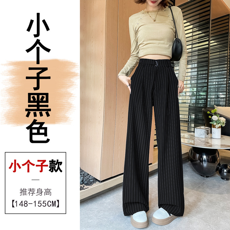 条纹西装裤女2025秋季窄版小个子高级感宽松垂坠感高腰拖地阔腿裤|undefined
