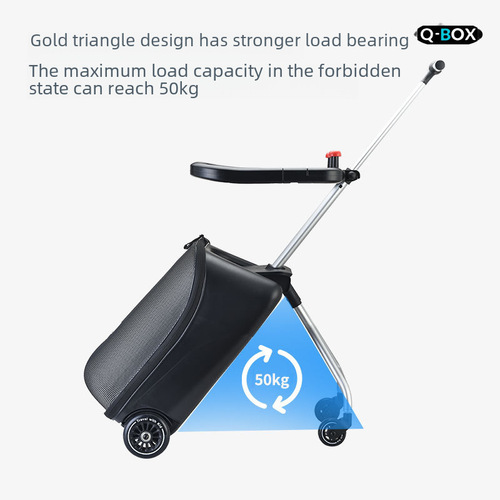 QBOX Lazy Suitcase, Mi Gao Same Style, Internet Famous Stroller Travel Suitcase, Child-Sized, Pull-Along Suitcase with Guardrail, Large Size