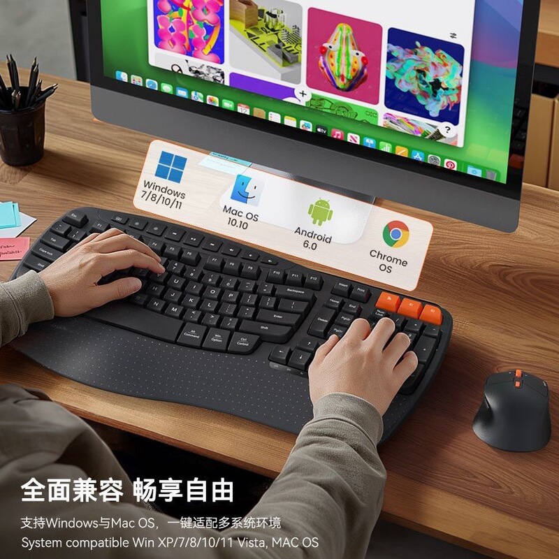 Wireless Keyboard and Mouse Set Vertical Vertical Grip Ergonomic Keyboard Mouse Hand Rest Meetion Directord