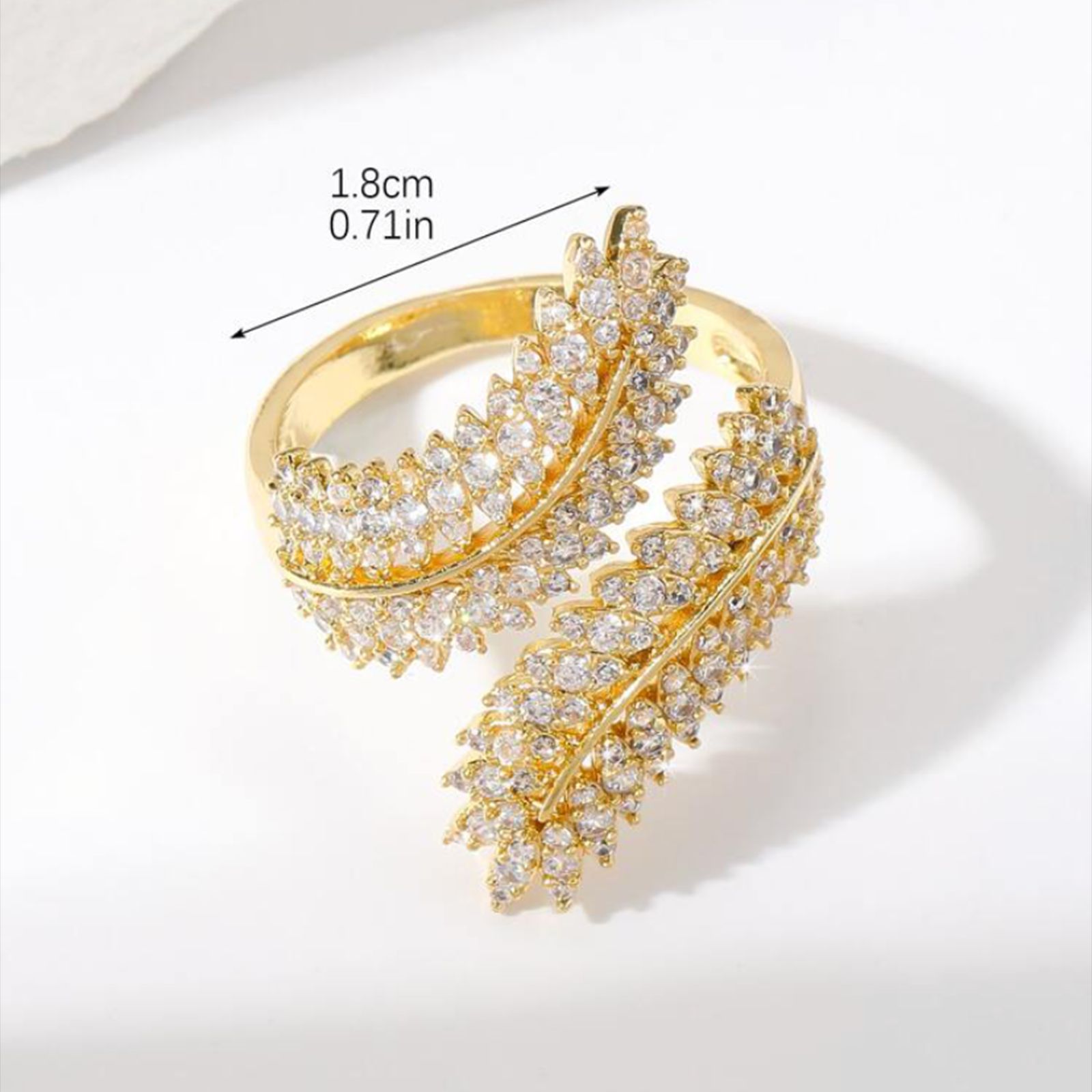 Male and female personality high sense ring open ring olive branch leaf wheat ears full of diamonds_voghion.com