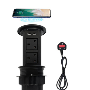 Intelligent Electric one-click lifting hidden desktop table kitchen cabinet island table British standard socket