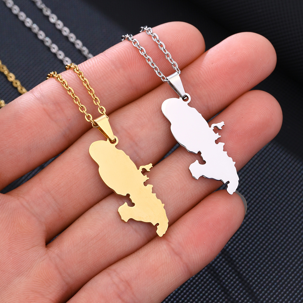 Holiday, Daily Occasion 201 Stainless Steel Material Map Map Of Martinique 201 Stainless Steel 304 Stainless Steel Vintage Style 304 Stainless Steel Pendant Necklace