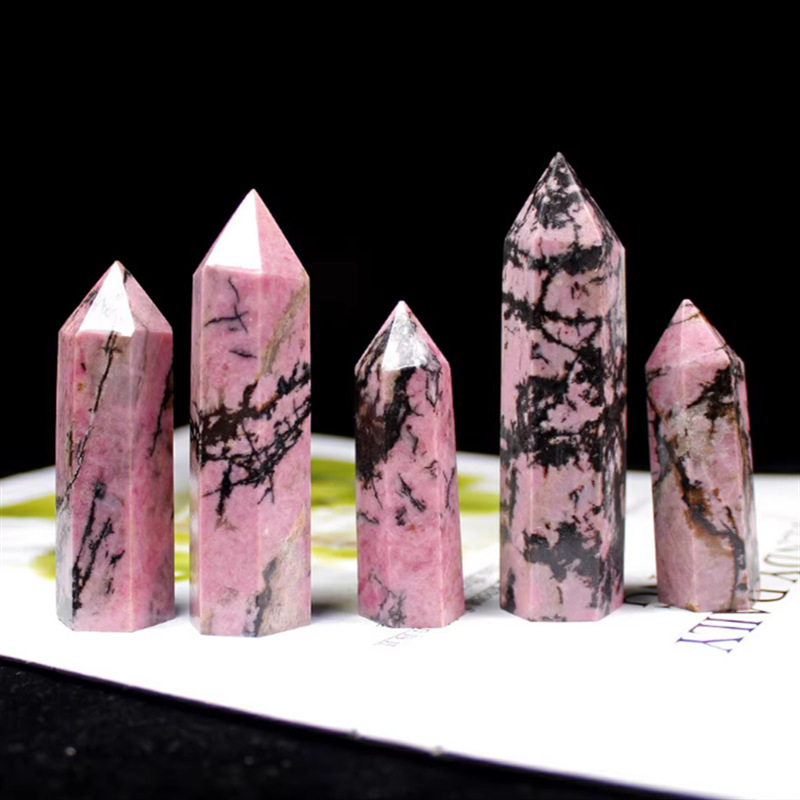 天然紫水晶黒曜石単双尖水晶柱六角柱原石磨き置物ホームリビングオフィス