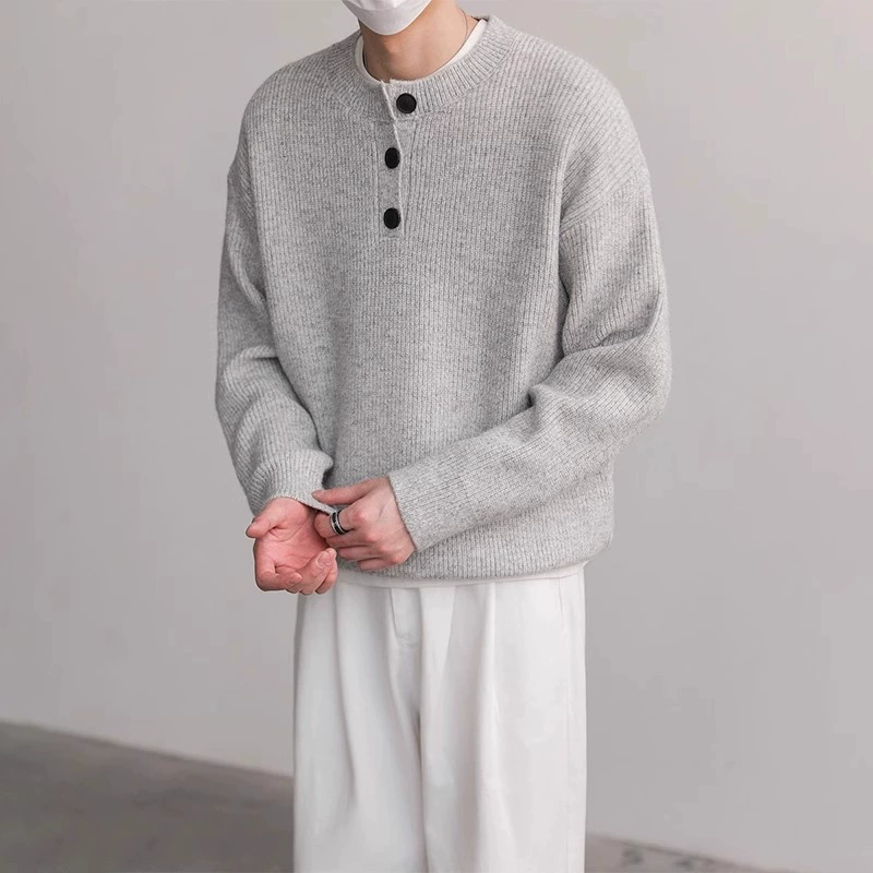 Корейская нишота простой свитер Генри с воротником мужской весенний и осенний новый продвинутый стиль