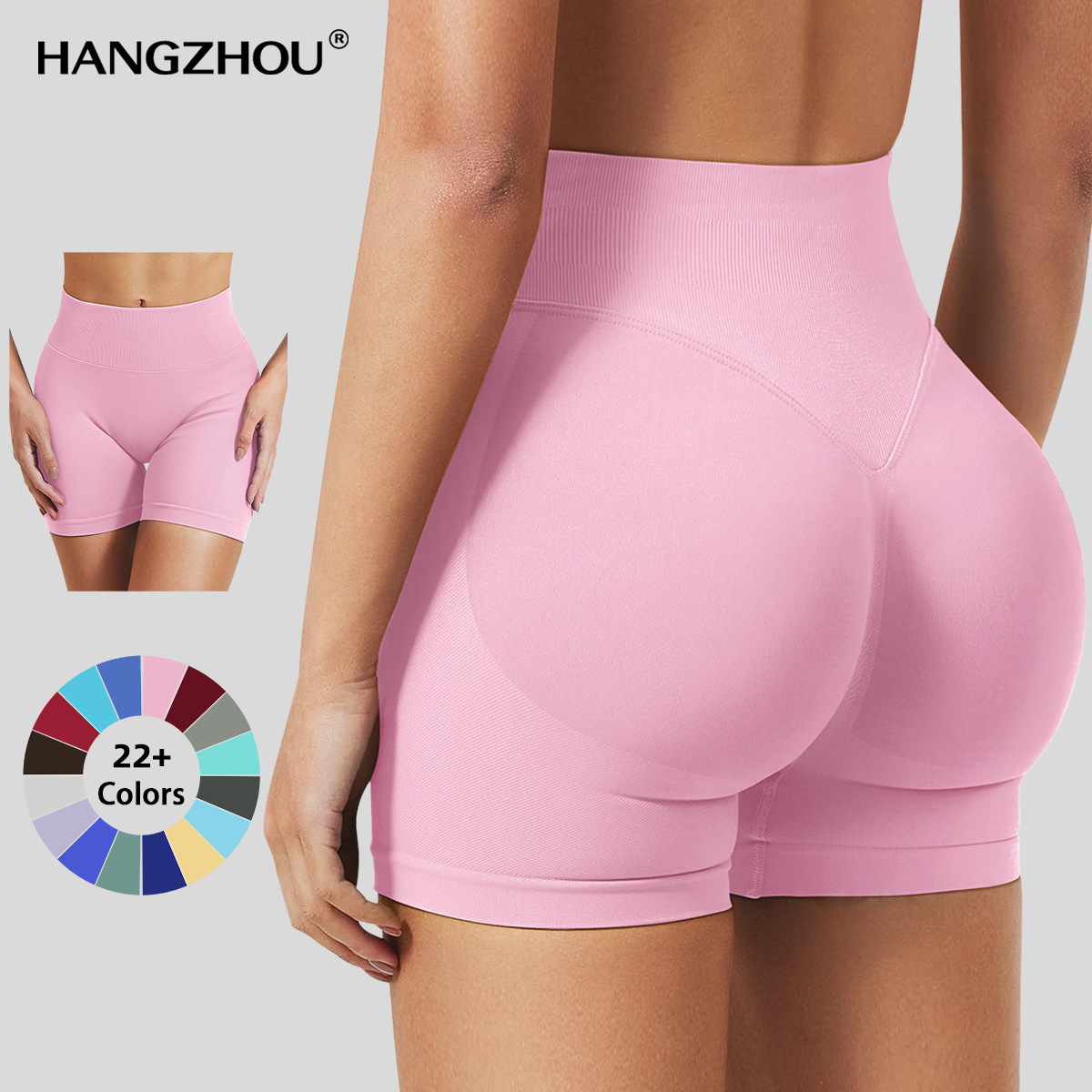 Dfyne Yoga Shorts Women's Cross-Border Tk Popular High-Waisted Sports Tight Three-Point Pants Hip-Lifting Seamless Fitness Shorts