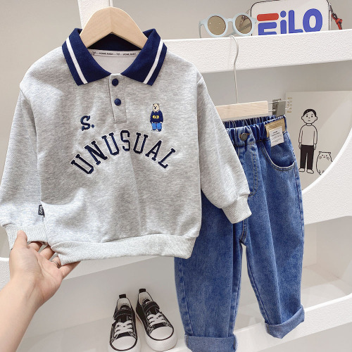 Boys' long-sleeved Polo shirts, T-shirts, autumn clothes, spring and autumn children's clothes, children's bottoming shirts, baby autumn clothes, medium and large children's tops, trendy