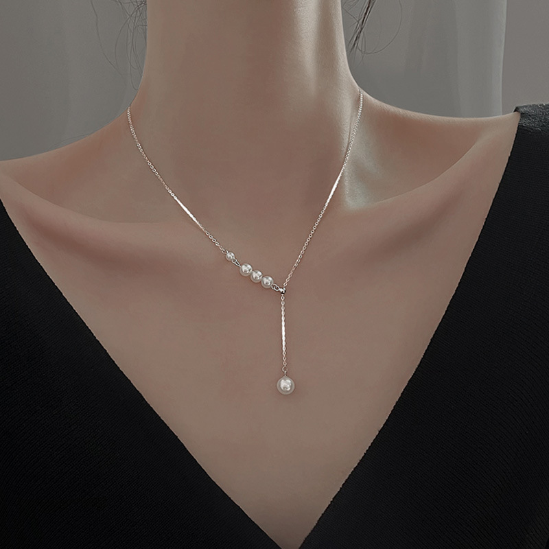 纯银珍珠颈链项链轻奢小众设计感法式简约锁骨链2024年新款潮女夏
