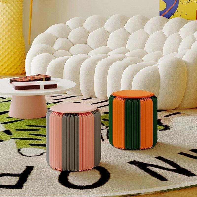 Pop-style book stool, foldable art furniture, accordion round stool, business gift, living room decoration, home seating stool