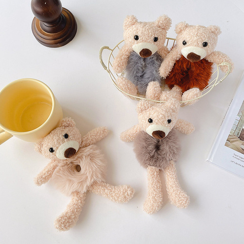 Rubber band hair tie for women, adult creative cute bear hug~Sweet hair tie for women, simple and elegant hair tie net