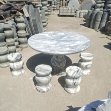 石桌大理石青白石花岗岩圆桌凳庭院社区户外青花瓷家用桌垒德株