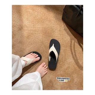复古轻奢Row人字拖女真皮软底防滑拖鞋夏外穿度假风海边沙滩凉拖