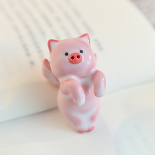 New Creative Ceramic Flying Pig Tea Pet Pendant, Cute Handmade Flower Home Ornaments, Tea Ceremony Exquisite Decoration