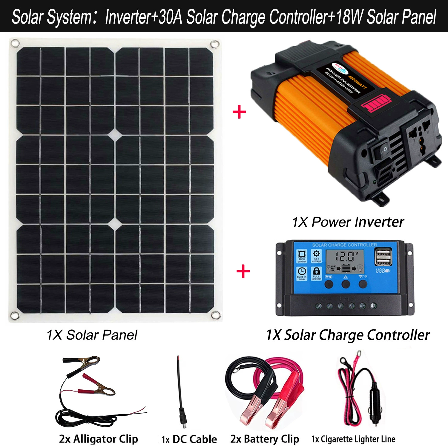 Set solar-powered, controller, 300W, 500W, 12v, 220v, 110v, 18W