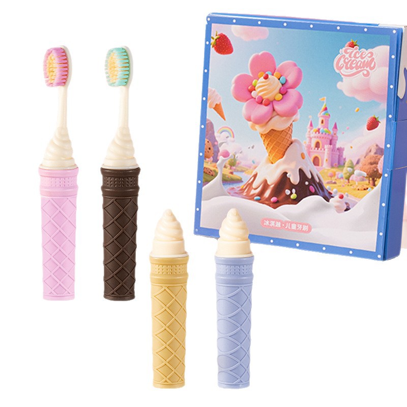 Han Bing Foldableing Portable Toothbrush 3-12 Years Old 6 to 12 Years Old Ice Cream Cone Kidsren's Baby Kidsren's Special