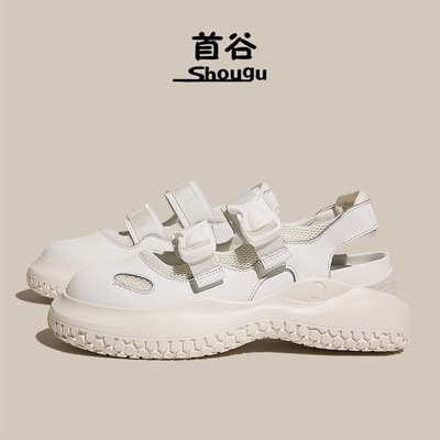 European goods Baotou Rome Sandals Female models summer 2022 new pattern The thickness of the bottom ins Super fire white shoes