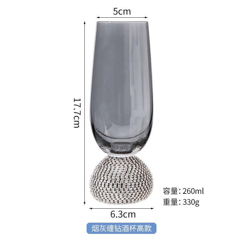 Gris humo - Copa de champán 260ml - Diamante de plata