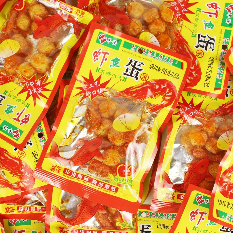 Shrimp Fish Egg Spicy Strips Spicy Vegetarian Shrimp Balls Children of 8090s Nostalgic Spicy Vegetarian Meat Dinosaur Egg Campus Snacks