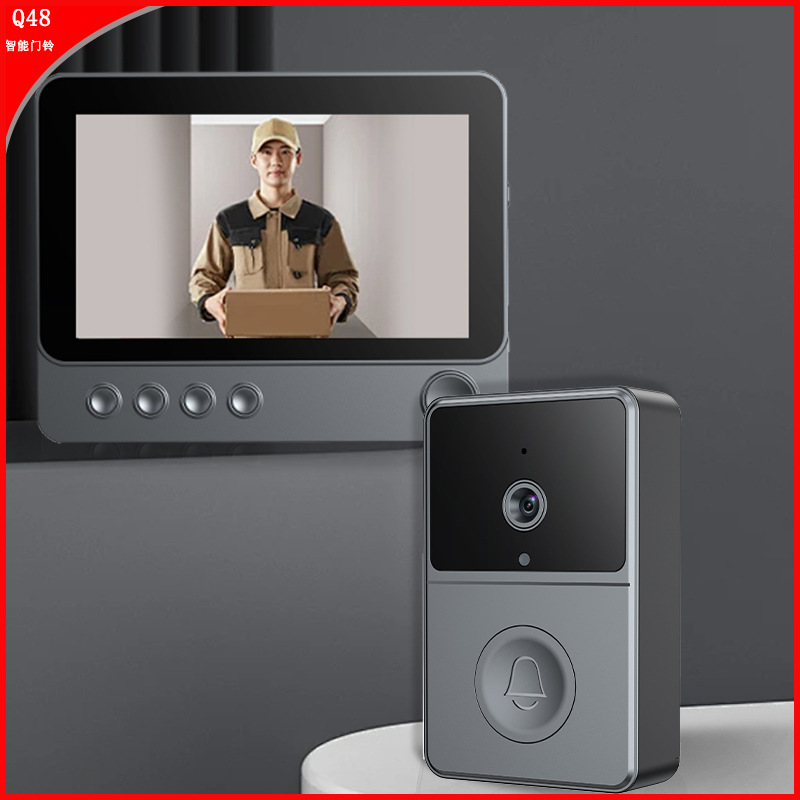 4.3寸无线可视门铃监控摄像头自动拍照录像夜视实时通话对讲充电