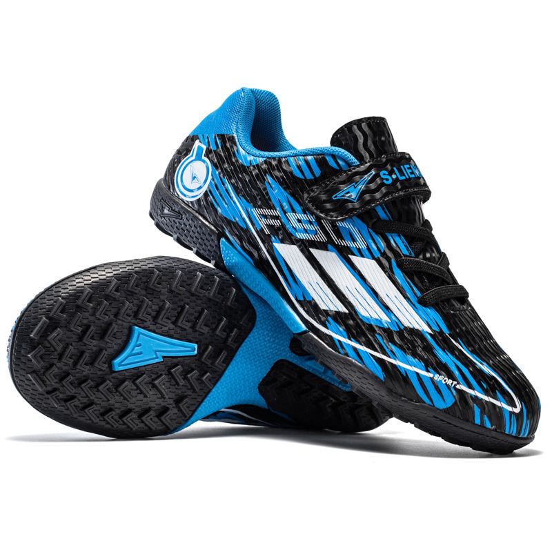 Tenis de Fútbol Infantil Turf de Caucho y TPU con Amortiguación y Cierre de Velcro para Césped Natural y Artificial