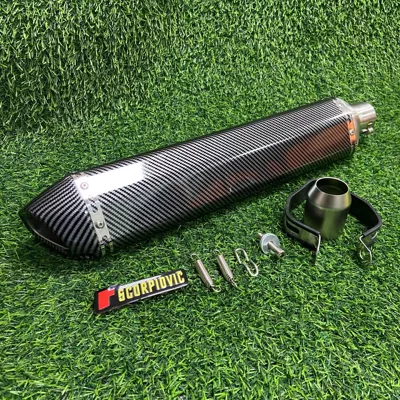 hexagonal 51MM universal 450SR – Motorcycle exhaust pipe - fully-imitation-carbon-fiber-small-hexagonal-570mm-diagonal-tail