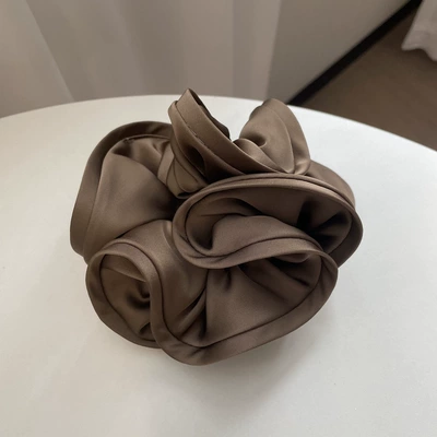 Wood Fringe Bud Satin Elegant — Saç üçün rezinlər - brown-gray