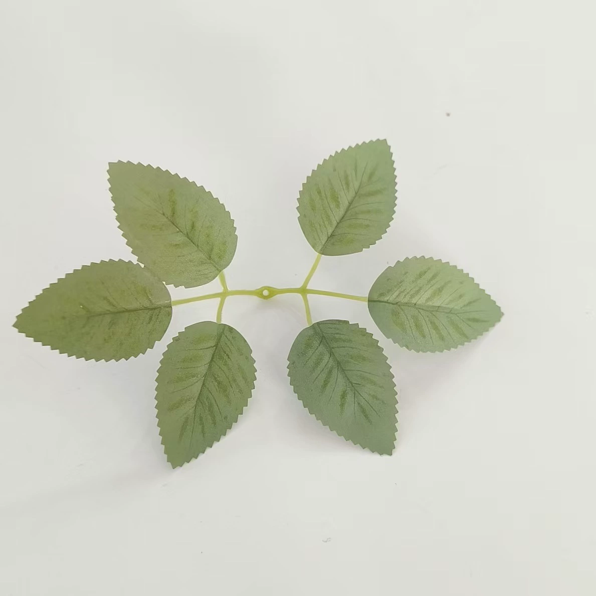 Factory green leaves artificial plant with 3-prong 5-prong 6-prong rose leaf artificial plant accessory rose leaf