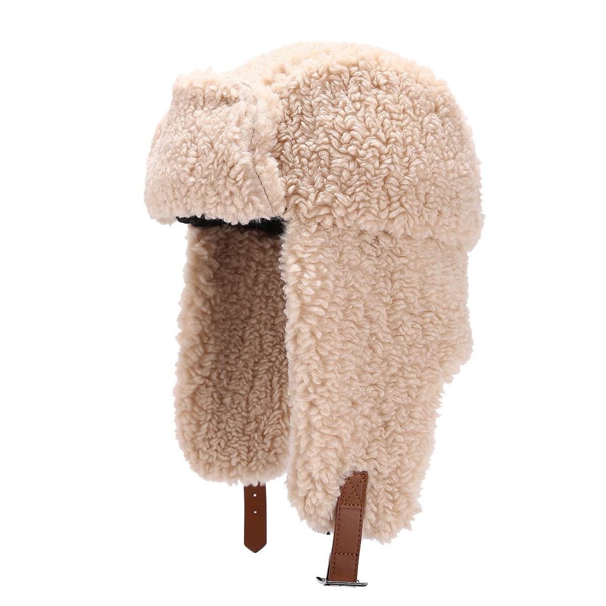 Gorra de cordero de invierno, sombrero Leifeng, tablero de marea para mujer, protector para los oídos a prueba de frío, gorro de esquí cálido para exteriores del noreste engrosado