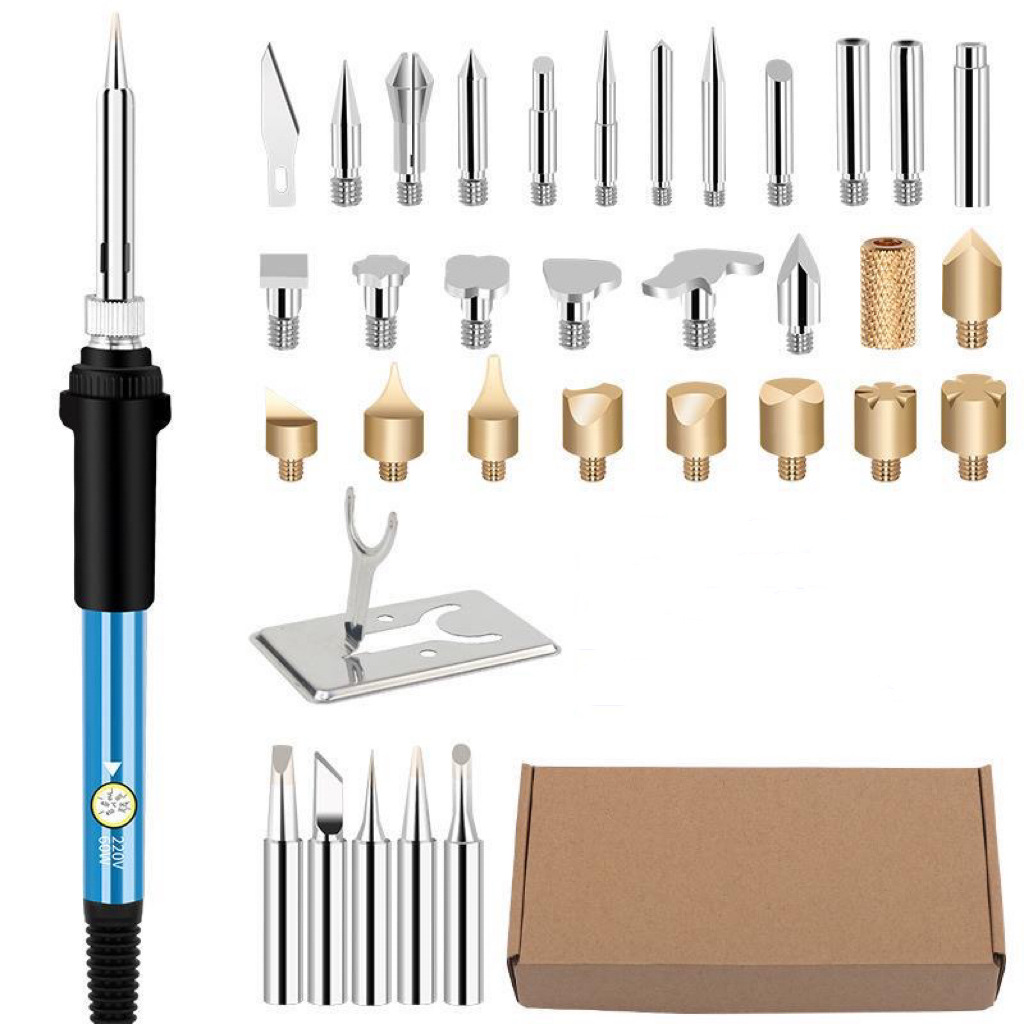 跨境28件套雕刻烙铁套装调温雕刻工具调温内热电烙铁烙画工具欧美