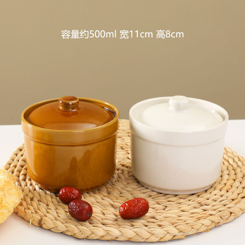 Taza de estofado de olla de barro guisada recta en agua, olla de estofado de una persona, olla de sopa con tapa, shaxian snack, nido de pájaro, olla de sopa hirviendo de cerámica