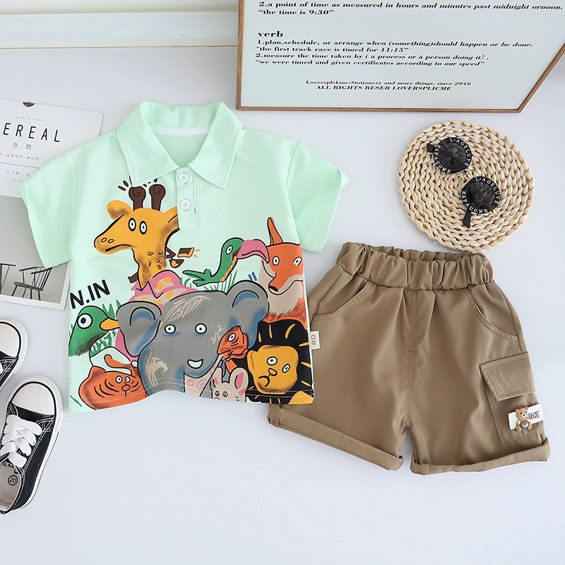 Summer clothing, set, cartoon children's polo, with short sleeve