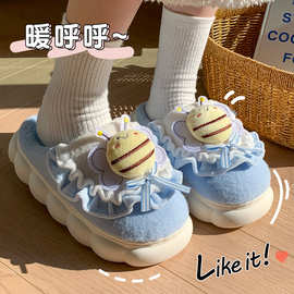 棉拖鞋女士冬季2024新款包跟室内家居可爱毛毛绒防滑保暖月子棉鞋