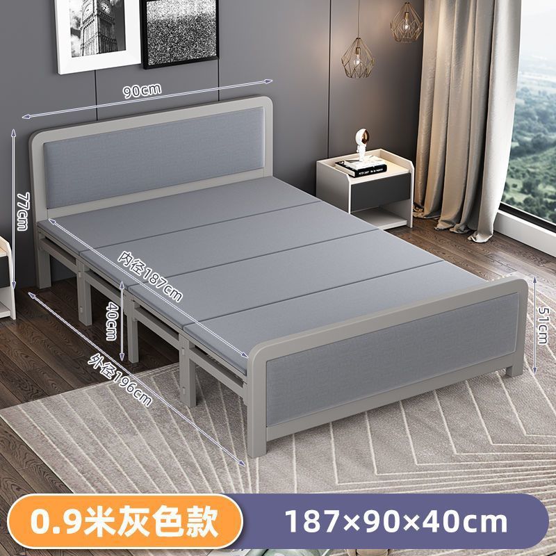 Camas dobles plegables cuádruples cama de madera casera cama de hierro cama de alquiler cama de piso cama cama cama de hierro forjado cama plegable portátil