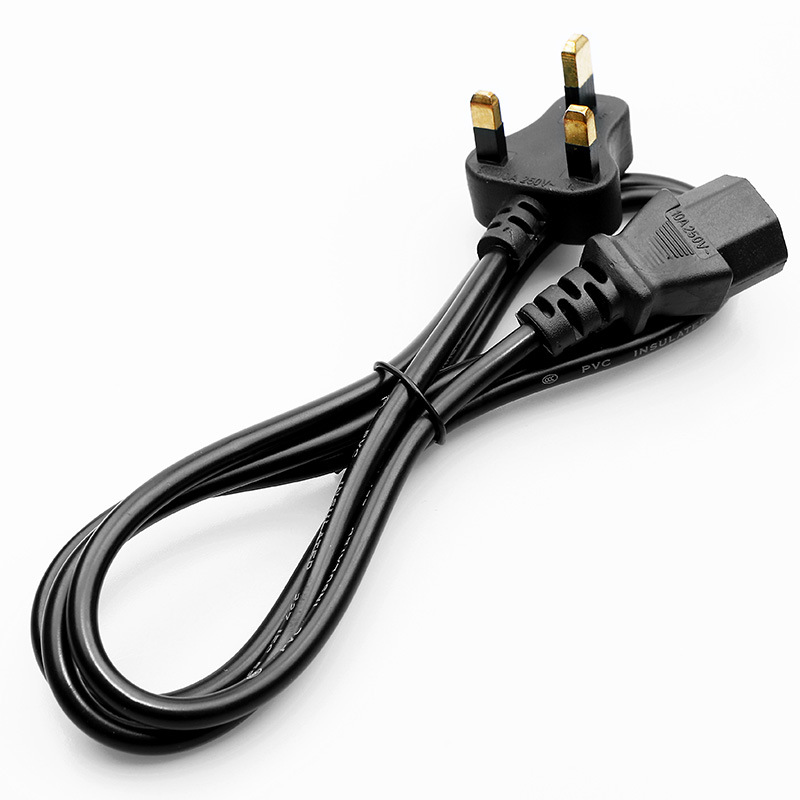 Xiaoying Standard Three-Plug Triangular Tail Cable 1.2 Meters Computer Host Monitor Power Plug Line British Standard Power Cord 