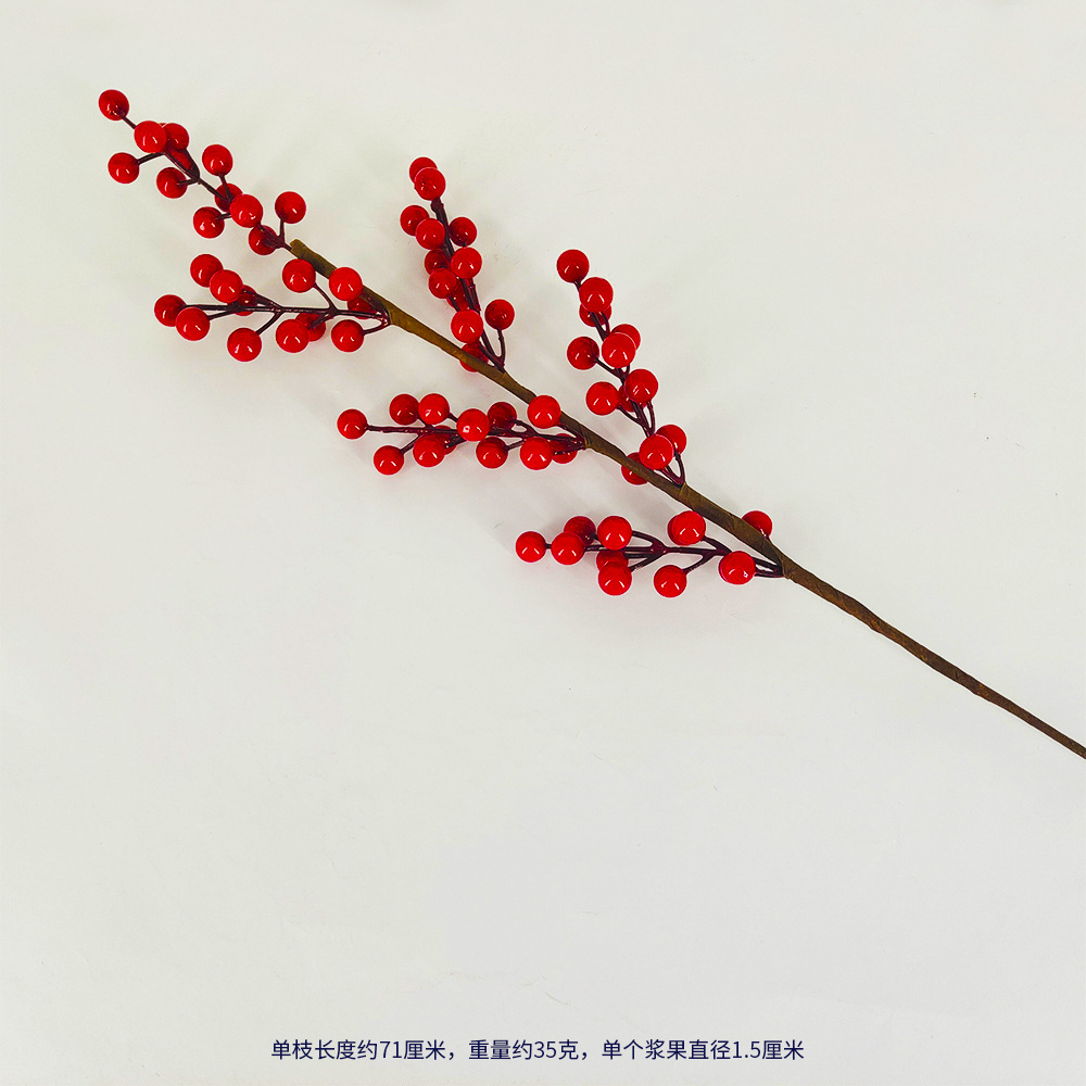 Fiesta de Año Nuevo, flores, frutas ricas, frutas de simulación, ramas de bayas, nuevas decoraciones, accesorios de barril de Navidad.