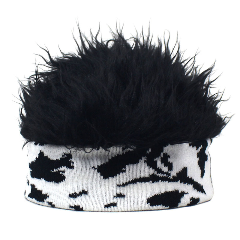 Color matching knitted wig hat fashion personality hip-hop hat men's winter pullover hat Mao Mao landlord hat foreign trade cross-border